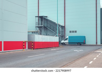 Delivery Van Cargo Truck Parked Outside The Industrial Premises