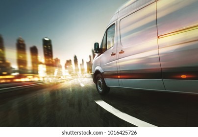Delivery van delivers at night - Shutterstock ID 1016425726