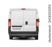 Delivery van rear view isolated on a white background. Cargo short-base minibus.
