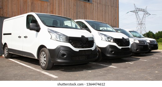 Delivery Van Small Trucks Line Up Park Outside