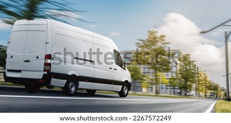 Delivery van transported in a city