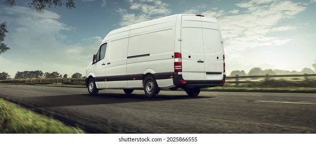 delivery van transported on a road  - Shutterstock ID 2025866555