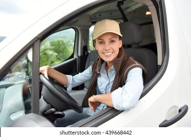 Delivery Woman Driving Van