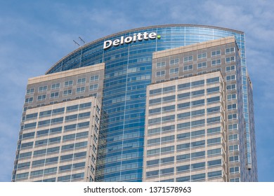 Deloitte building in Downtown Los Angeles - CALIFORNIA, UNITED STATES - MARCH 18, 2019