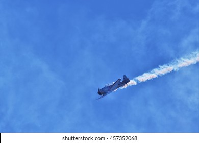 DELTA, BC, CANADA, JULY 23, 2016.  Harvard Mark IV Flown By John Mrazek At The Boundary Bay Airshow.  Built By The Canadian Car & Foundry Company This Was The Principal Training Aircraft Of The RCAF.