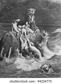 Deluge. 1) Le Sainte Bible: Traduction Nouvelle Selon La Vulgate Par Mm. J.-J. Bourasse Et P. Janvier. Tours: Alfred Mame Et Fils. 2) 1866 3) France 4) Gustave Doré