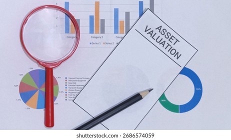 Delve into asset valuation using charts and a magnifier, perfect for insightful analysis. A powerful tool for investment strategies and financial planning.