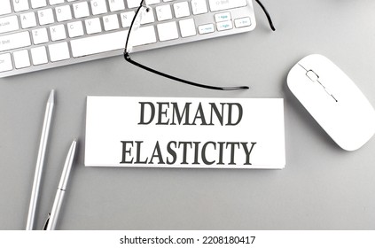 DEMAND ELASTICITY Text On A Paper With Keyboard On Grey Background