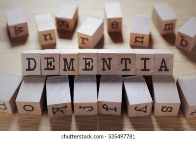 Dementia Word In Wooden Cube