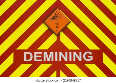 Demining Sign And Explosive Danger Sign.