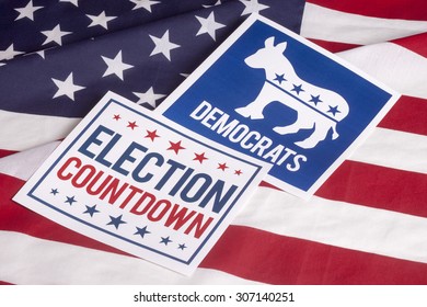 Democrat Election Countdown On Textured American Flag