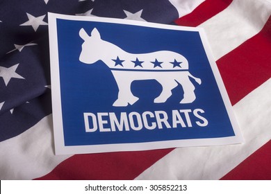 Democrat election on textured American flag