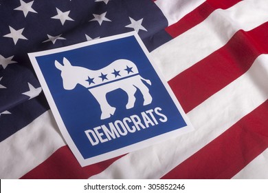 Democrat Election On Textured American Flag