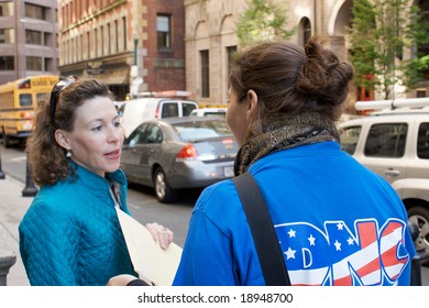 Democratic National Committee In Downtown Boston Massachusetts On A Voter Registration Drive, Beacon Street, October 15, 2008