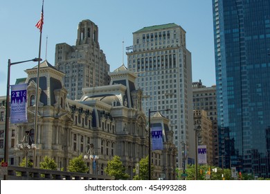 Democratic National Convention Sign In Front Of City Hall In Philadelphia Occurring Between July 25 And July 28, 2016