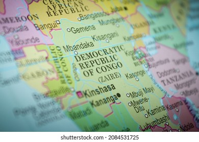 Democratic Republic Of Congo DRC Vignette World Map, Selective Focus