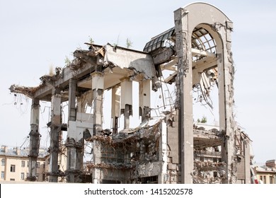 demolition of high modern building on sky background - Shutterstock ID 1415202578