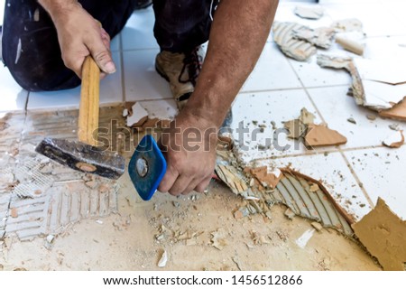 demolition work with a hammer and perforator