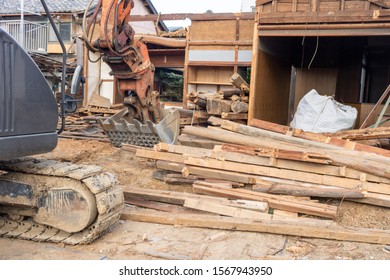 Demolition work of an old Japanese wooden house - Shutterstock ID 1567943950