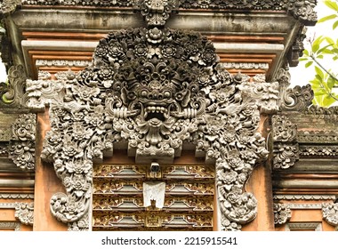 Demon Head Close Up On One Of Temples In Ubud, Bali