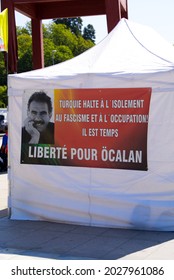 Demonstration To Free PKK Leader Abdullah Öcalan At Nations Square At City Of Geneva. Photo Taken August 11th, 2021, Geneva, Switzerland.