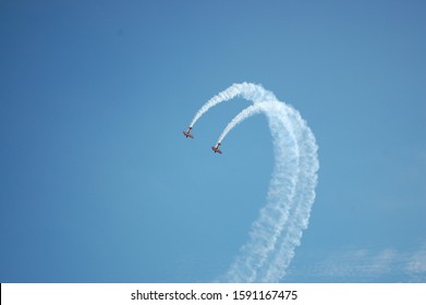 Demonstration Planes At The Bristol Balloon Festival In 2014.