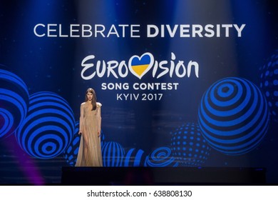 Demy. Representative Of Greece In Eurovision Song Contest 2017. Dress Rehearsal On The Main Stage Of Contest Before The Final Performance. Kyiv, Ukraine. May 12, 2017