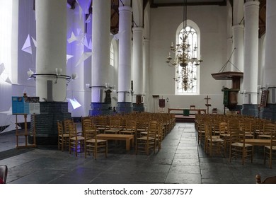 Den Burg The Netherlands - June 27, 2019; The interior of the Reformed Church in Den Burg on Texel.