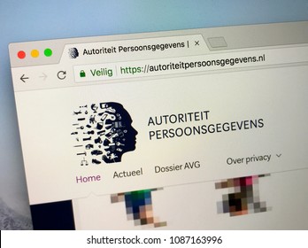Den Haag, Netherlands - May 9, 2018: Official website the Dutch Data Protection Authority (Dutch: autoriteit persoonsgegevens AP), Algemene verordening gegevensbescherming (AVG).