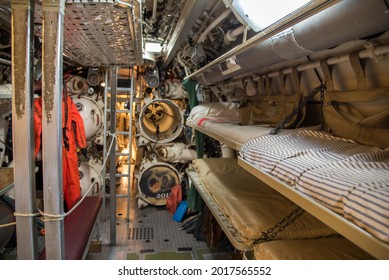 Den Helder, Netherlands. 30 July 2021. The Interior Of A Submarine. High Quality Photo