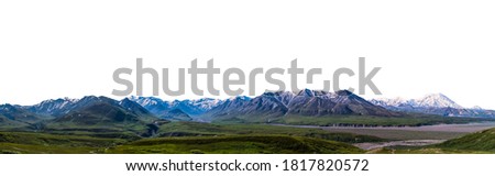 Denali Mountain (also known as Mount McKinley) isolated on white background. It is the highest mountain peak in North America.