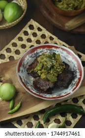 Dendeng Batokok Sambal Hijau Is Indonesian Spicy Thin Beef Jerky With Green Sambal  