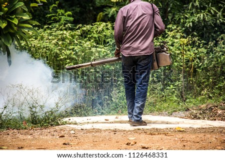 Dengue Can be prevented by fumigation mosquitoes machine for kill mosquito carrier of Zika virus, spraying DDT, insecticide so mosquitoes die. Prevalent homes, communities. spraying area damp and dark