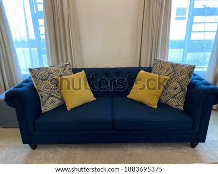 Denim Blue Couch  in the living room.