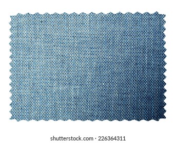 Denim Fabric Swatch Sample Isolated Over White Background