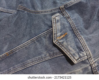 Denim Jacket Texture Background With Pocket