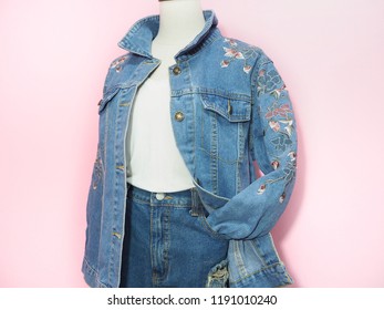 Denim Jackets Embroidered Flowers