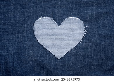 Denim jeans background. Canvas denim texture in heart shape. Denim jeans texture. Denim fabric textured background. Copy space or blank space for advertising. - Powered by Shutterstock