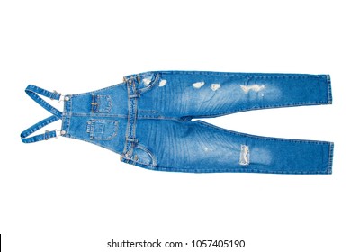 Denim Jumpsuit Isolated On White