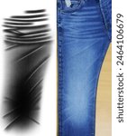 Denim pant with whisker design for laser print