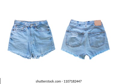 denim short jeans isolated on white background with clipping path