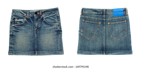 Denim Skirt, Front And Rear