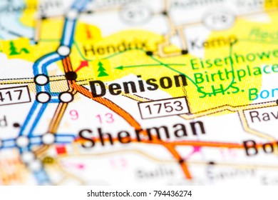 Denison. Texas. USA On A Map