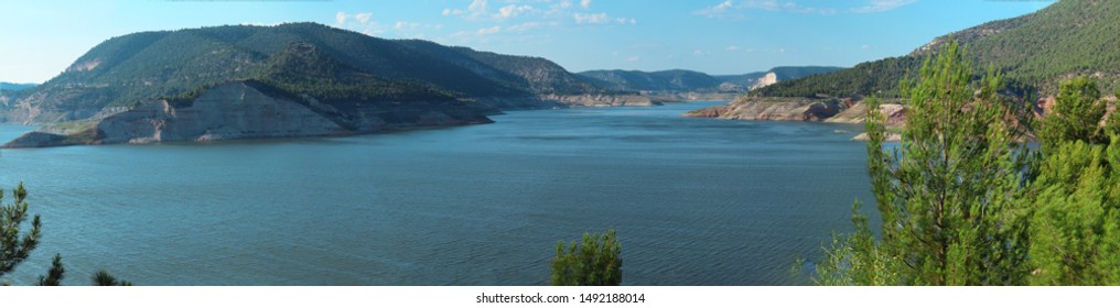 Denizli,Turkey-07/12/2019: Adıgüzel Dam Is An Embankment Dam On The Büyük Menderes River, Which Called Hidden Heaven Because Of The Nature It Created. This Is The Sign Of The Dam. 