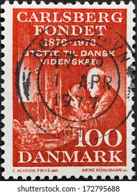 DENMARK - CIRCA 1976: A Postage Stamp Printed In The Denmark Shows Carlsberg Laboratory Funded By Carlsberg Foundation, Circa 1976