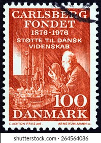 DENMARK - CIRCA 1976: A Stamp Printed In Denmark Issued For The 100th Anniversary Of The Carlsberg Foundation Shows Professor Emil Hansen, Circa 1976. 