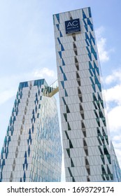 DENMARK, COPENHAGEN - August 23, 2019: Bella Sky Hotel, Designed By 3XN, Located In Orestad