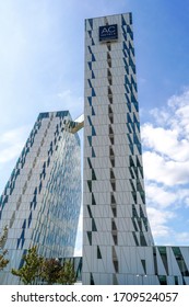 DENMARK, COPENHAGEN - August 23, 2019: Bella Sky Hotel, Designed By 3XN, Located In Orestad