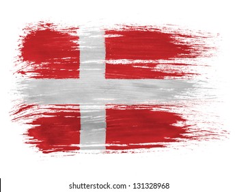 Denmark. Danish Flag  On White Background