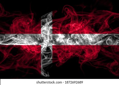 Denmark, Danish smoke flag isolated on black background